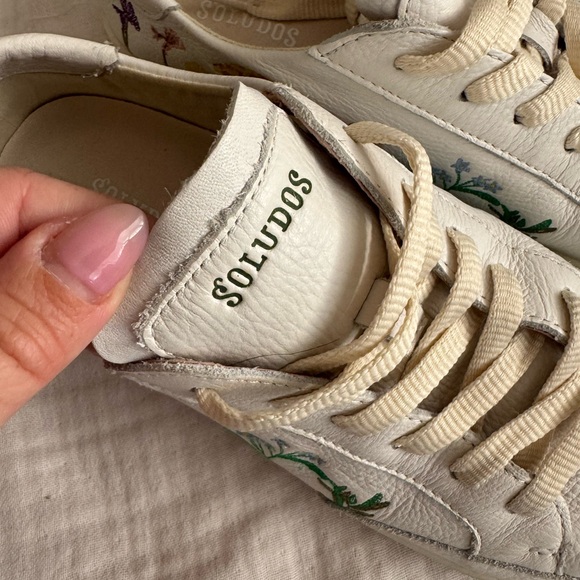 Soludos White Sneakers with Green Floral Design - Picture 2 of 7